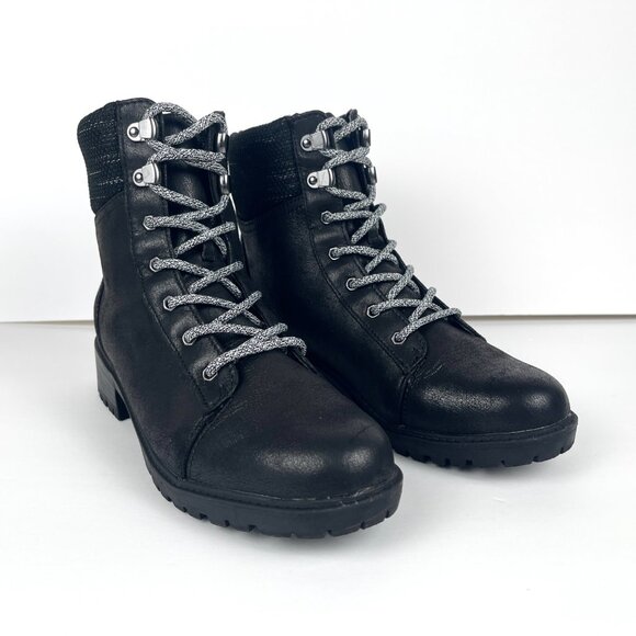 Women's Lue Lace-Up Boots - Universal Thread Black Size 9.5 - Picture 2 of 10